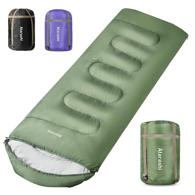 Atarashi Camping Sleeping Bag- 4 Seasons for Adults, Light, Warm, Extra-Large with Compression Sack- Great for Hiking, Backpacking & Outdoor Adventures