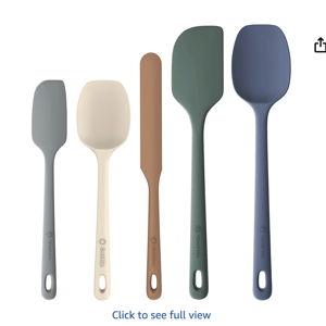 5 Pieces Silicone Spatula Set, Food Grade Rubber Spatula, Upgrade Strong Handle with Ergonomic Grip, Heat Resistant Up to 600°F for Nonstick Cookware, Cooking