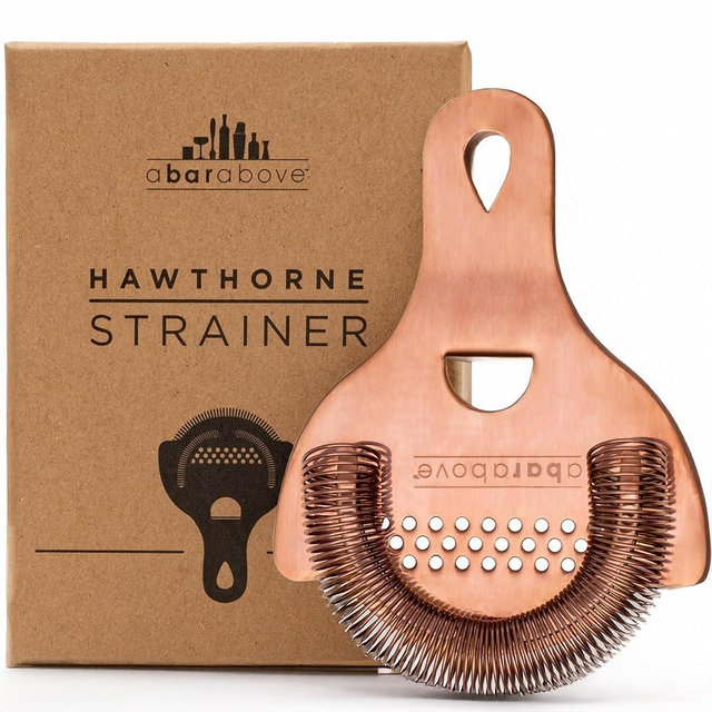 A Bar Above Antique Copper Hawthorne Strainer Cocktail, Bar Strainer Cocktail, with High-Density Spring, Mirrored Antique Copper Drink Strainer, Cocktail Strainer, for Boston Shakers & Mixing Glasses