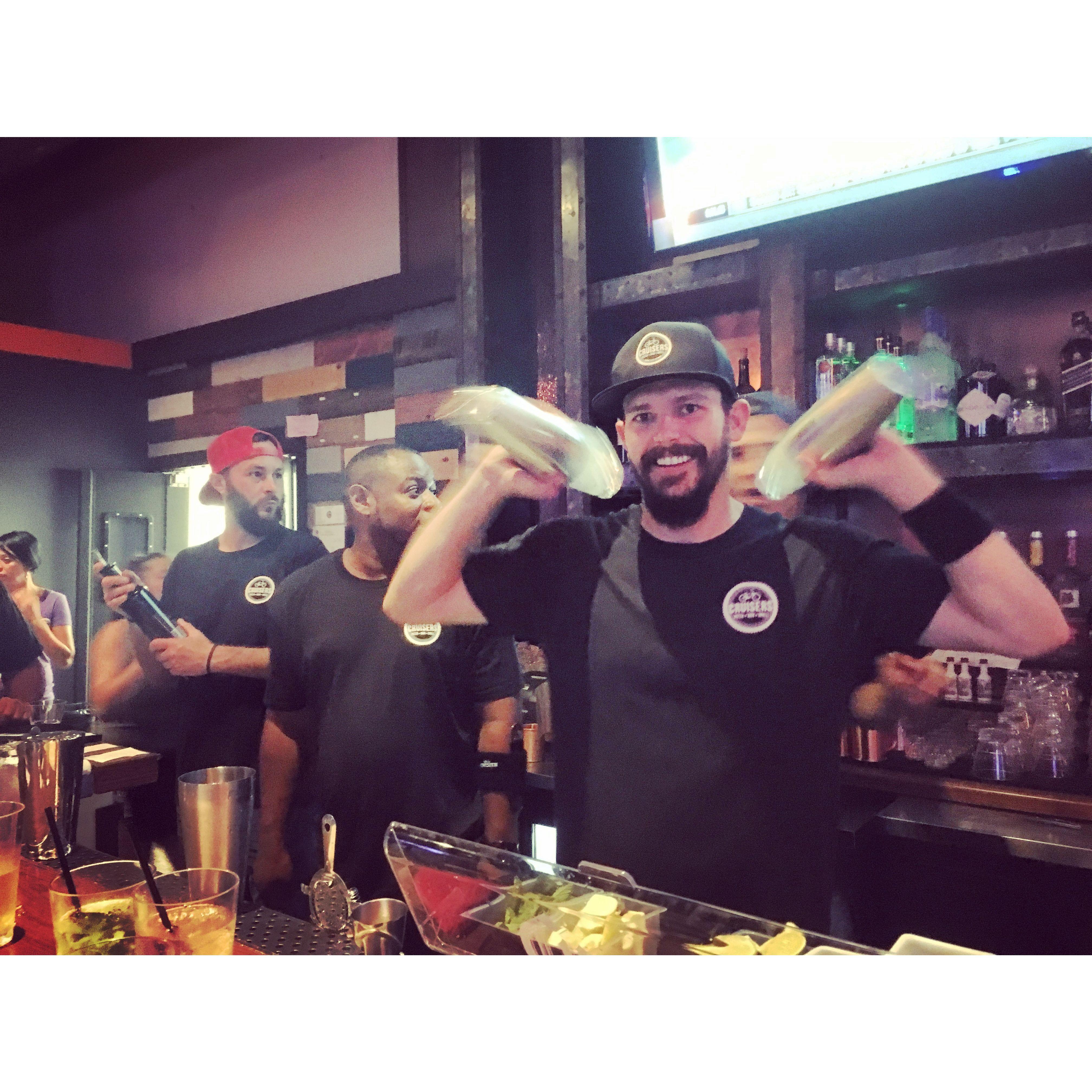 Matt bartending @ Cruisers Pizza, Huntington Beach, CA