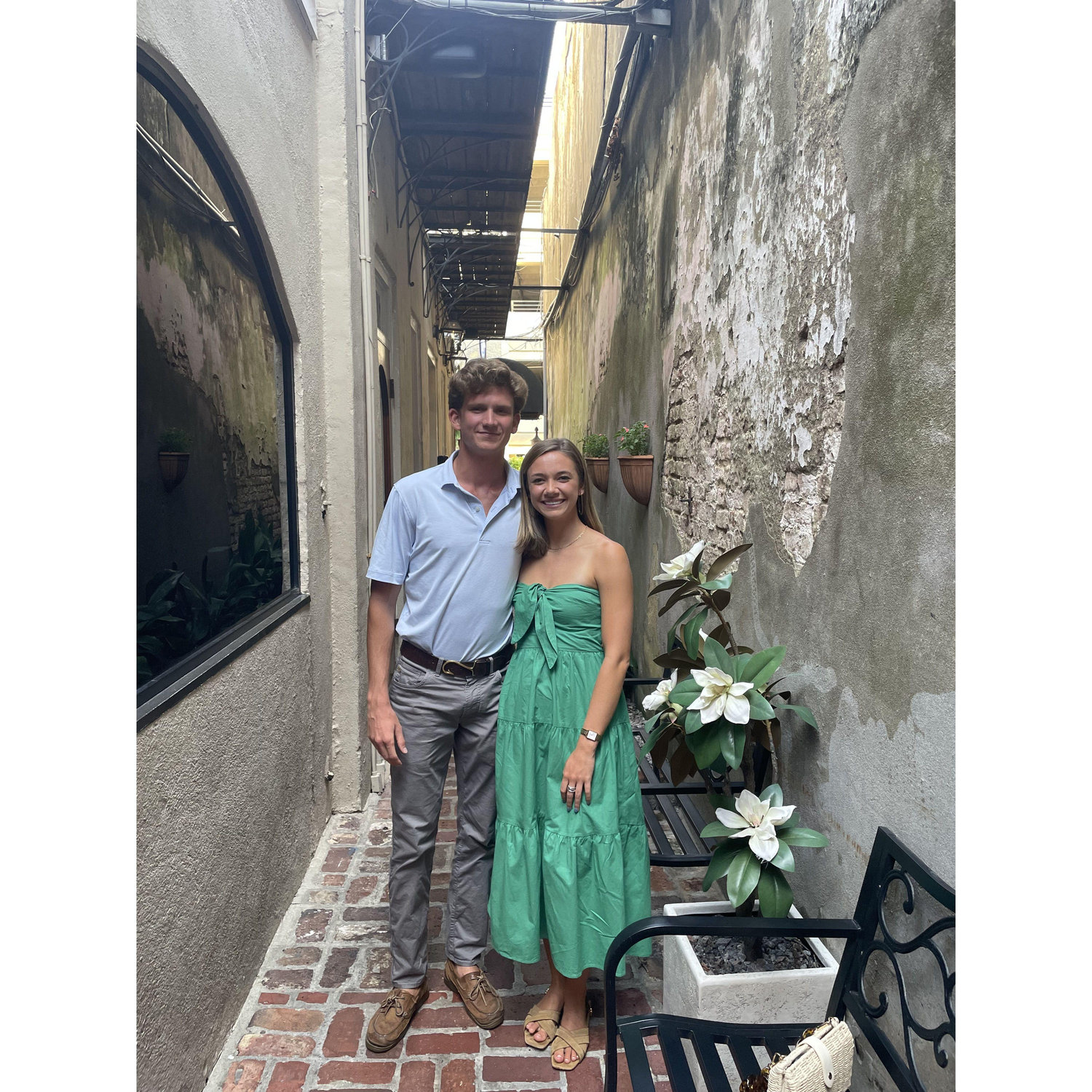 One of our many dates in downtown Charleston last summer. The staff thought it was our anniversary, so Rhame marked in his calendar that it was our anniversary. We weren't even dating yet!