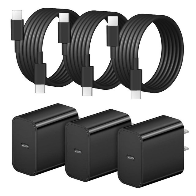 iPhone 17 16 15 Charger Fast Charging 3+3Pack 20W USB C Wall Charger with 6FT Fast Charging Cable Compatible with iPhone 17/17 Air/17 Pro/17 Pro Max/iPhone 16/15 Series, iPad Pro/AirPods -Black