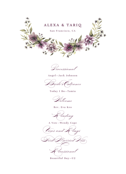 Cordova | Deep Purple | Zola Wedding Programs