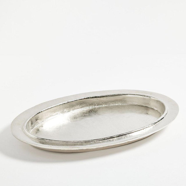 Rustic Oval Serve Platter - Silver