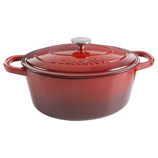 Crock-Pot Artisan Oval Enameled Cast Iron Dutch Oven, 7-Quart, Scarlet Red