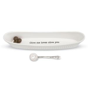 Mud Pie 4101037 Olive Serving Dish, White