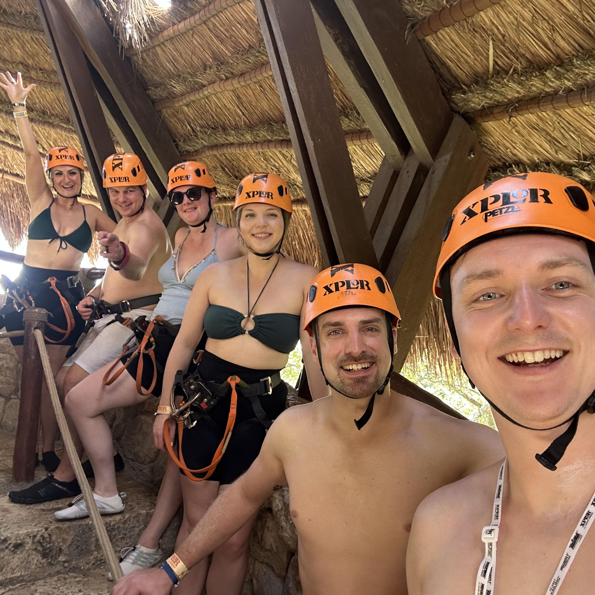 A photo of us and family before we go Zip lining above the jungle