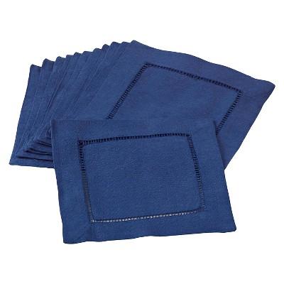 Hemstitched Cocktail Napkins Cobalt Blue (Set of 12)