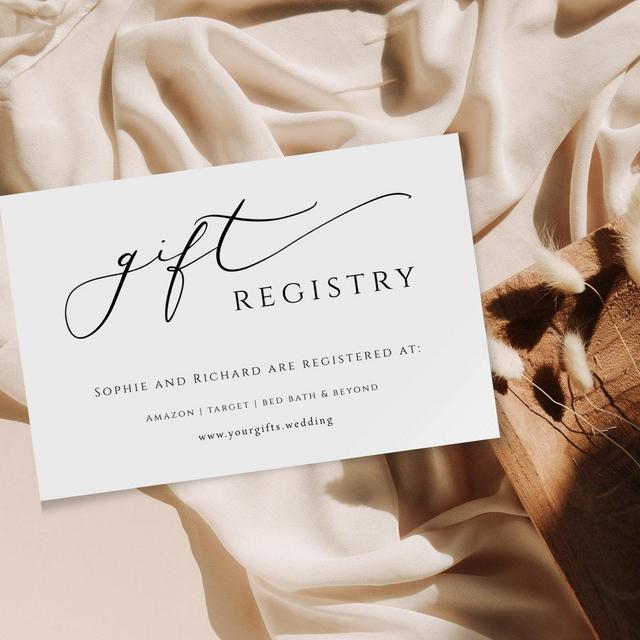 Gift registry card template, elegant diy wedding registry enclosure card, simple gift registry insert, printable editable download #BL10