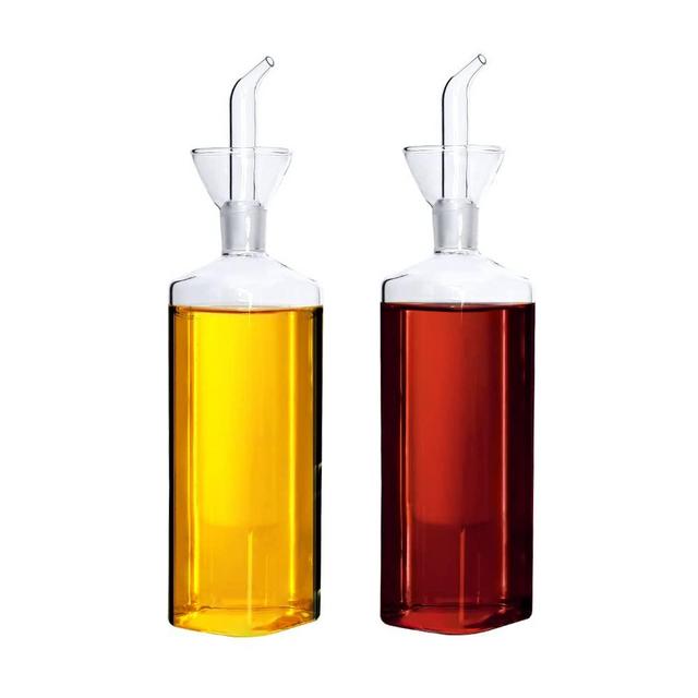 LandHope Oil Bottle Glass Olive Oil Dispenser Bottle Glass Cooking Oil Vinegar Measuring Dispenser with Spout for Kitchen and BBQ (500 ml/17 oz,2 Pack)