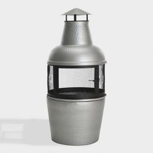 Silver Hammered Metal Chiminea