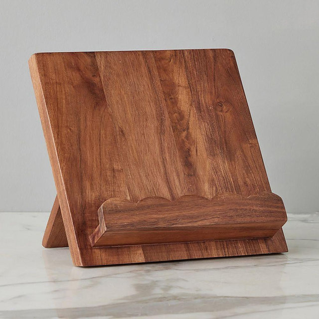 Scalloped Wood Book Stand, Natural