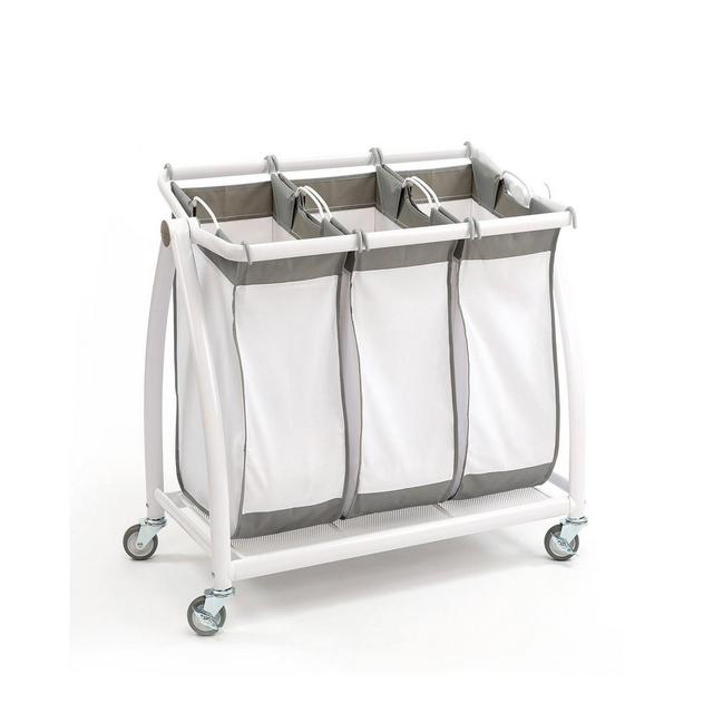 Seville Classics Premium 3-Bag Heavy-Duty Tilt Laundry Hamper Sorter Cart