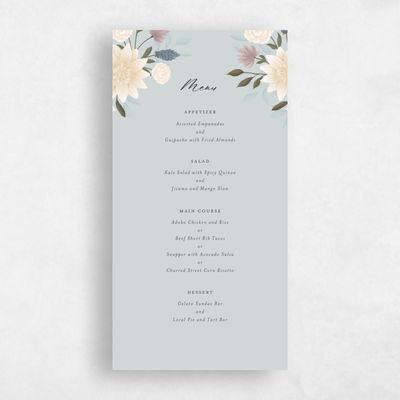 Blue Sage Mist Wedding Menu - Simeri