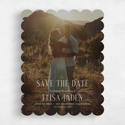 White Scalloped Wedding Save the Date - Cole Portrait