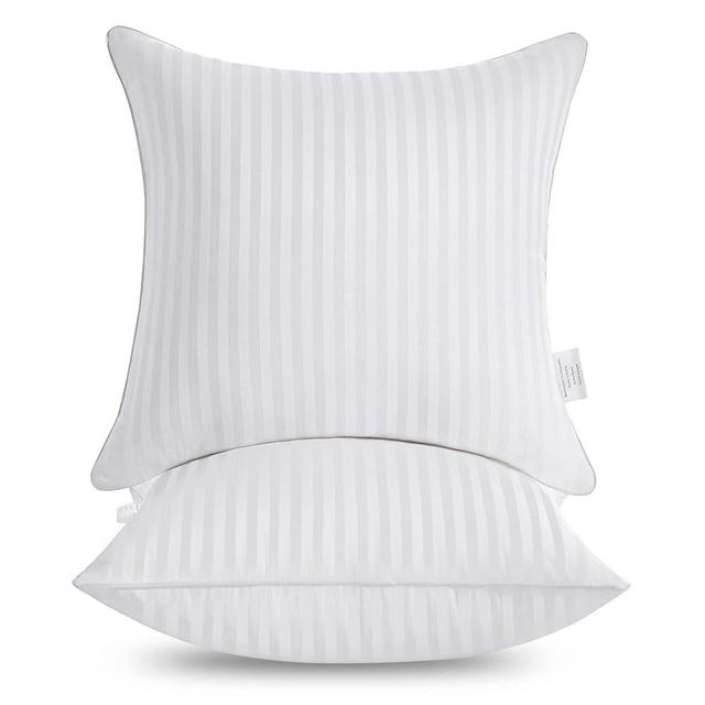 Oubonun 16 x 16 Throw Pillow Inserts, Firm and Fluffy Decorative Square Pillows for Couch Bed Sofa with Soft Cotton Cover White Cushion with Down Alternative Pack of 2