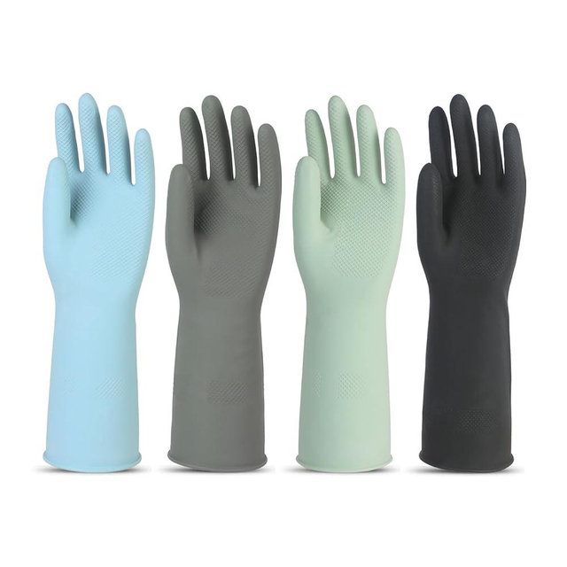 Petacffe Rubber Dishwashing Gloves for Kitchen 4 Pairs Cleaning Household Dish Washing Reusable & Waterproof Latex Glove(Small)