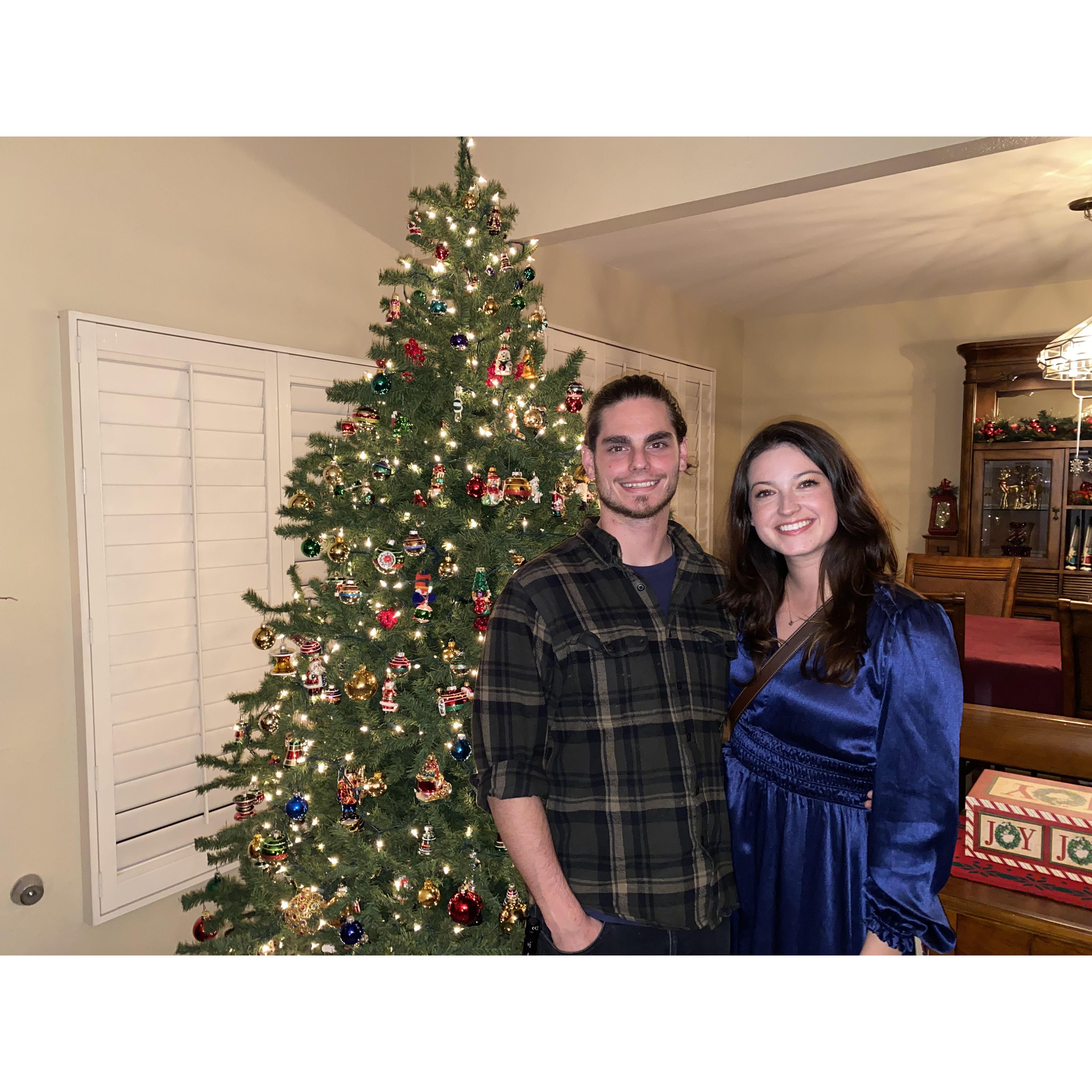 Jason and Shannon at Shannon's grandma's house for their annual Christmas Eve dinner.