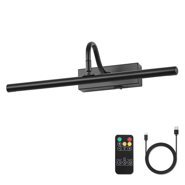 MKBNG Picture Light,10000mAh Picture Lights for Wall with Remote,15.75 inch Art Light for Paintings, Gallery Lighting for Photo,Mirror,Artwork Frame,Portrait(Black)