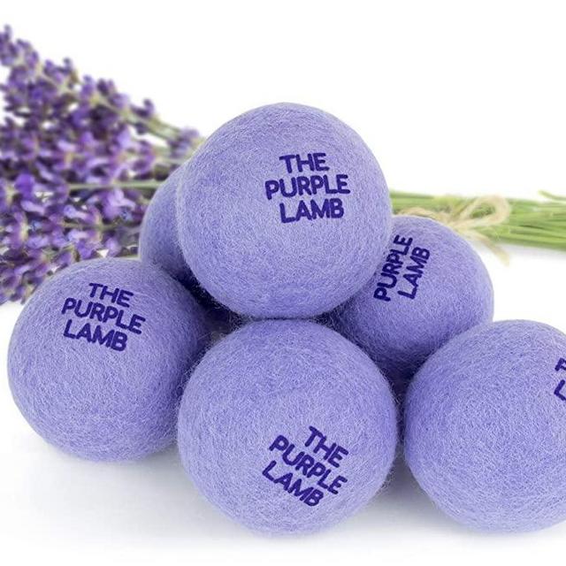 The Purple Lamb Scented Wool Dryer Balls Laundry – Lavender Infused - Anti Static Dryer Ball - XL 6 Pack - 100% Organic Fabric Softener - Shorten Drying time - Handmade in Nepal (6 Pack)