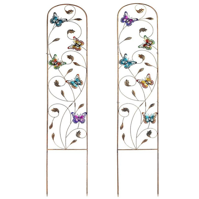 SUNNYPARK Set of 2 Butterfly Metal Garden Trellis for Climbing Plants, Decorative Vegetables Flowers Vine Trellis for Outdoor Patio 60'' H x 11'' W