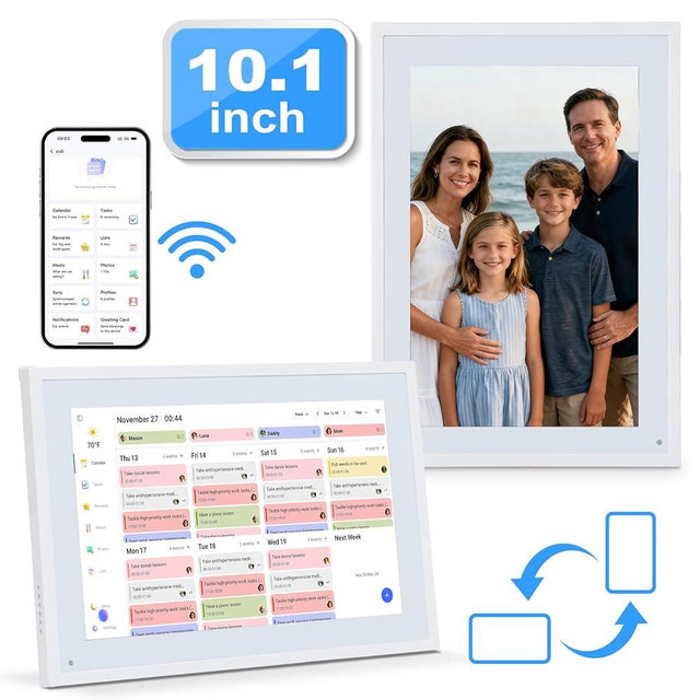 COMIX 10.1" Smart Calendar Display - Digital Family Wall Planner & Wi-Fi Chore Chart Syncs with Phones, Touch Screen Command Center & Digital Photo Frame for Home Organization, Office, Elderly
