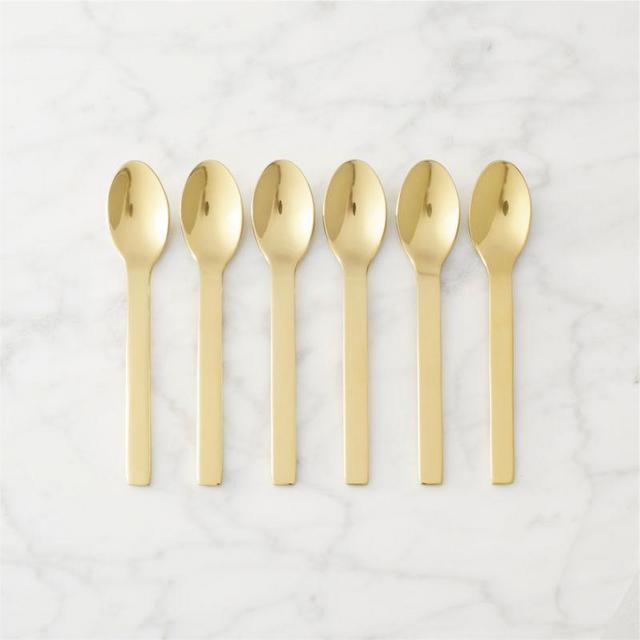 Set of 6 Mini Gold Cocktail Spoons