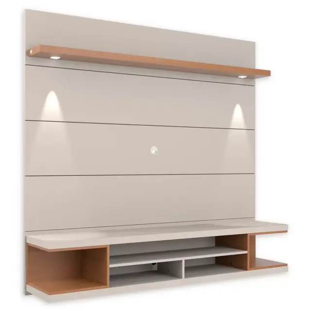 Manhattan Comfort Utopia Floating Theater Entertainment Center in Off White/Maple