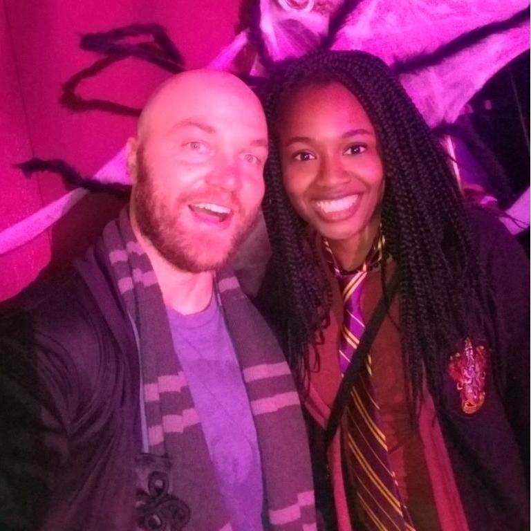 We dressed up and went to a Harry Potter dance party on our second date.