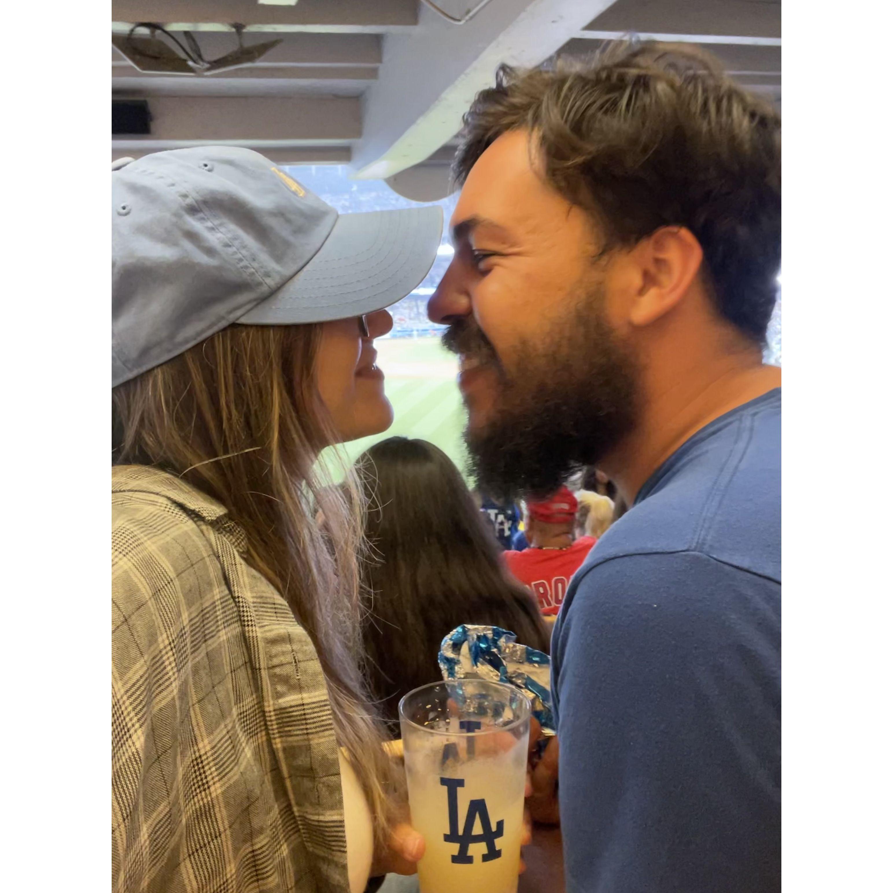 Noé's first professional baseball game. Go Dodgers!