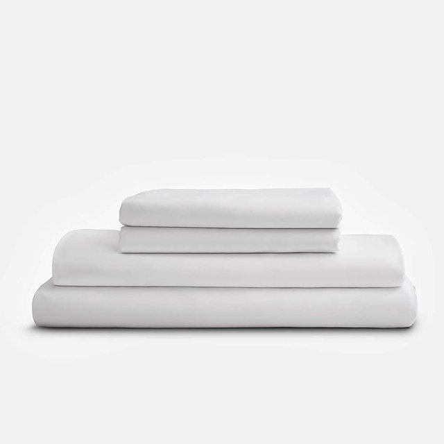 Sijo Premium 100% Austrian Eucalyptus Lyocell Tencel Sheet Set, Softer Than Silk, Moisture Wicking, Temperature Regulating, Cooling - 2 Pillowcases 1 Fitted 1 Flat (Snow, Queen - 4pc with Flat Sheet)