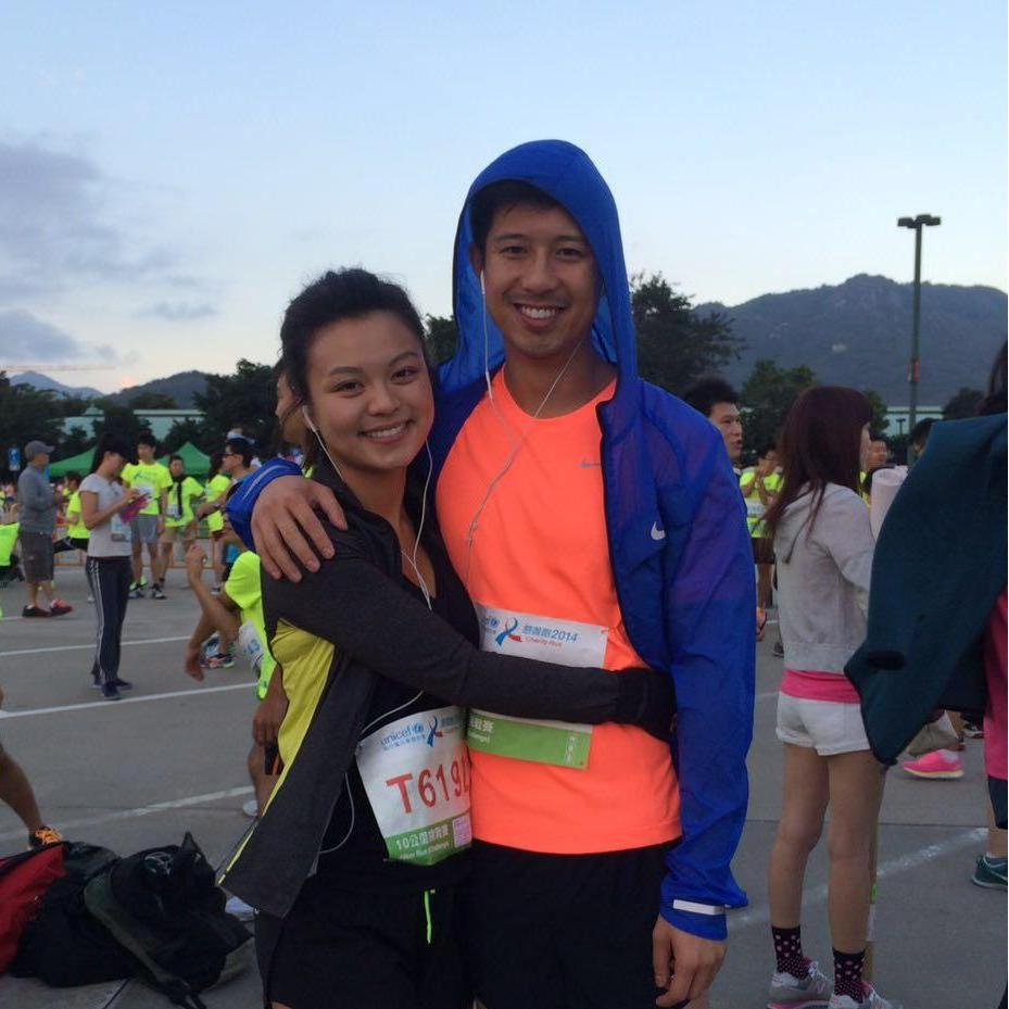 Our first race together at the Hong Kong Disneyland. It was Sally's first race and Michael was there for moral support.