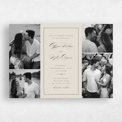 Classic Greige, Beige Wedding Invitation - Perseus Multiphoto