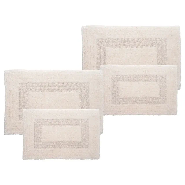 Lavish Home 4PC Cotton Bathroom Mat Set, Ivory