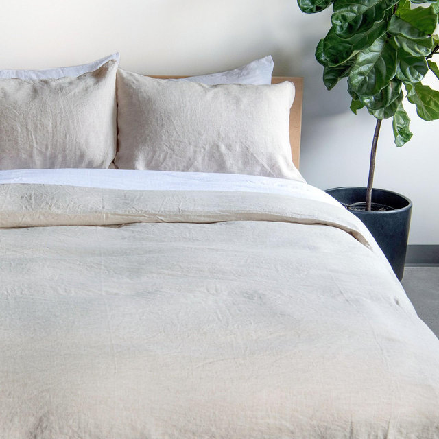 100% French Linen Duvet Cover & Sham Set - King/Cal King - Putty Heather | Bokser Home