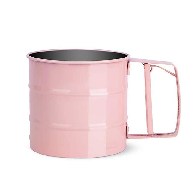 Flour Sifter, Operated Flour Sifter, Handheld Sieve Flour Strainer, Fine Kitchen Cooking, Sieve Tools for Cooking/Pastry Baking Kitchen Utensil（Pink）