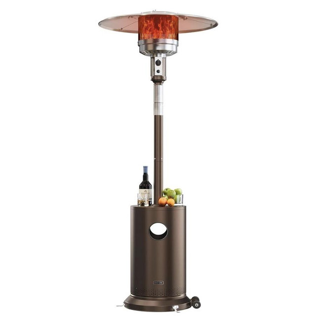 EAST OAK 50,000 BTU Patio Heater for Outdoor Use With Round Table Design, Double-Layer Stainless Steel Burner and Wheels, Outdoor Patio Heater for Home and Commercial, Bronze, 31.9" x 31.9" x 86.6"