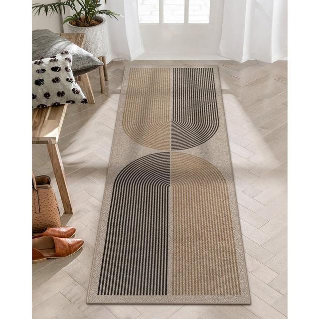 Lahome Modern Rainbow Easy Jute Rug, 2x6 Kitchen Runner Washable Rug Runners for Hallways Farmhouse Carpet Runner, Non Slip Indoor Outdoor Runner Rug Contemporary Door Mat for Laundry Porch