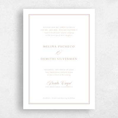 Dusty Rose, Pink Wedding Invitation - Newport Portrait Letterpress