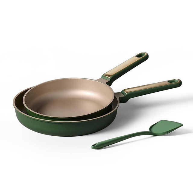 CAROTE 9.5'' and 11'' Nonstick Frying Pans Skillet, NonStick Fry Pan Egg Pan Omelet Pans,Healthy & PFOA Free, Induction-Compatible, Dishwasher Safe & Includes Silicone Spatula，Green