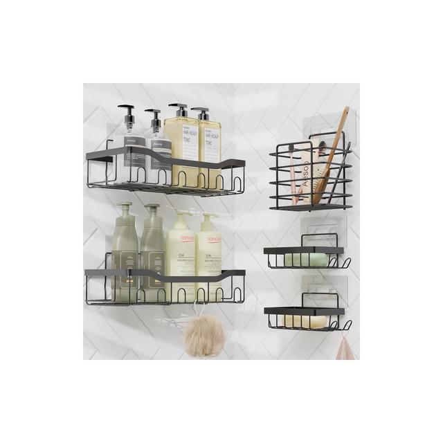 Hearth & Harbor Shower Caddy Adhesive Shower Organizer, Large Capacity Stainless Steel Shower Caddies - Grey