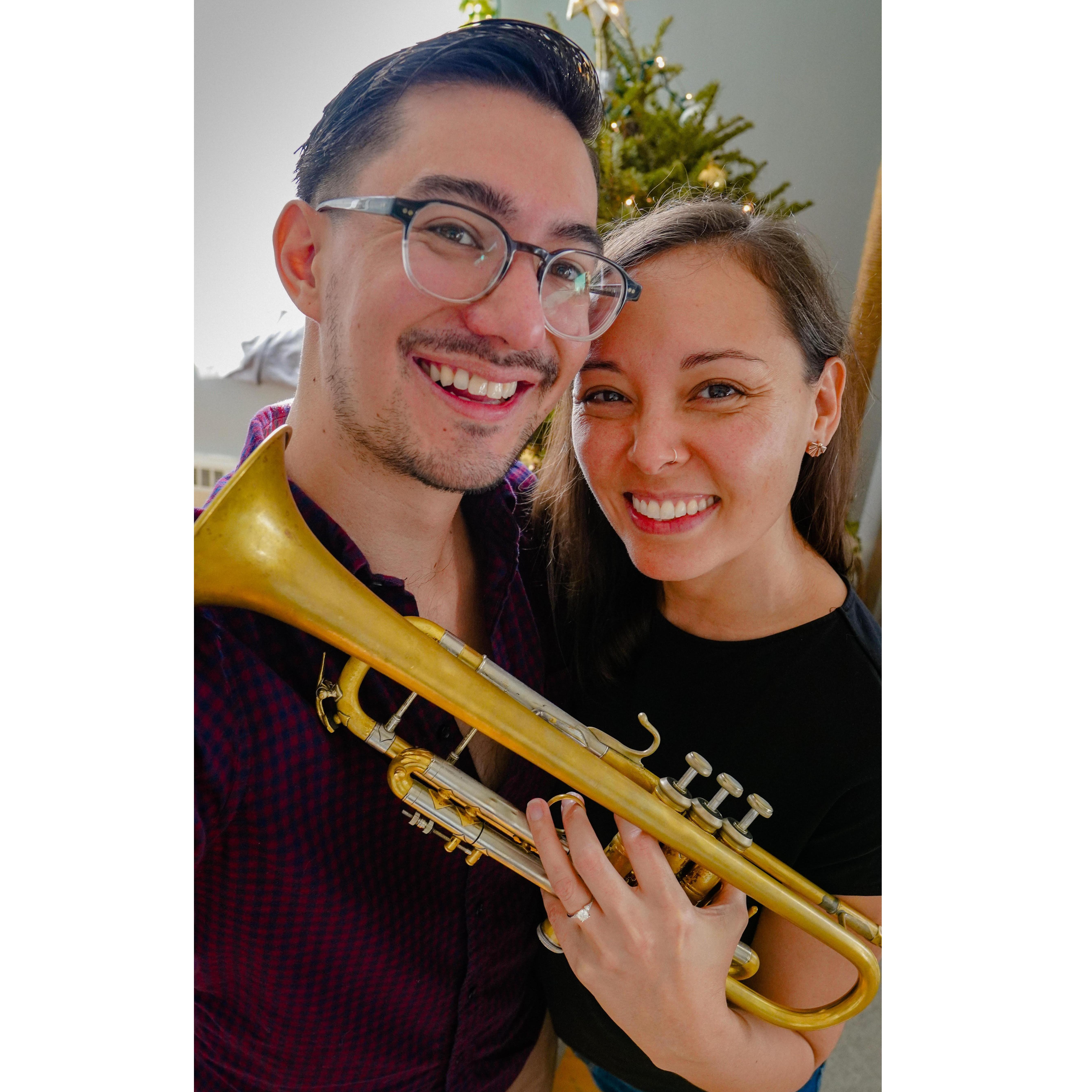 The day we got engaged, Christmas morning 2019