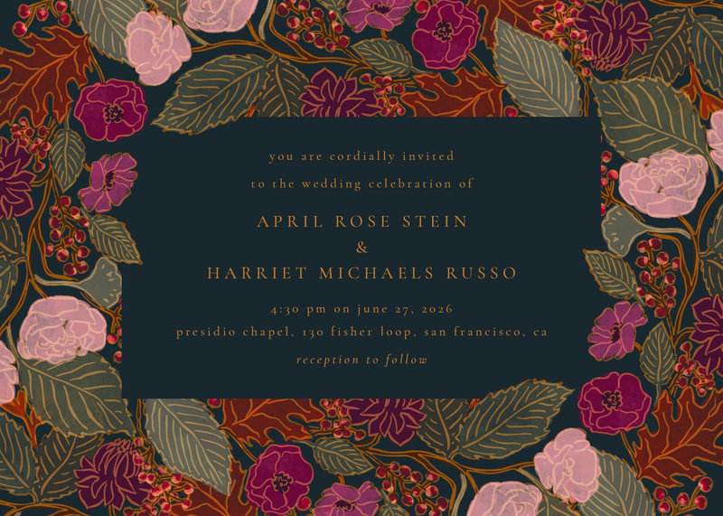 Elody Landscape | Darkest Teal | Zola Wedding Invitations