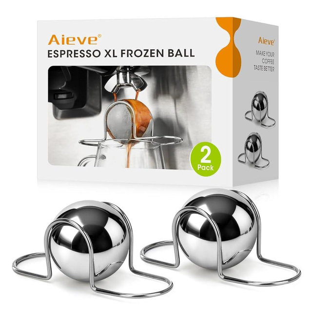AIEVE XL Espresso Cooling Ball, 2 Pack Upgraded Large Coffee Chiller, Stainless Steel Chilling Ball Iced Coffee Accessories Espresso Accessories for Nespresso Breville Espresso Machine