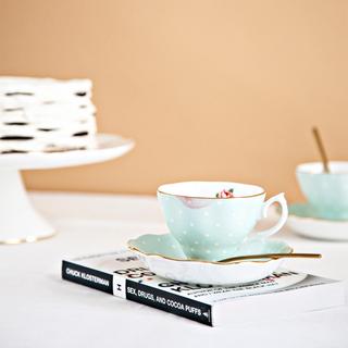 Polka Rose Teacup & Saucer