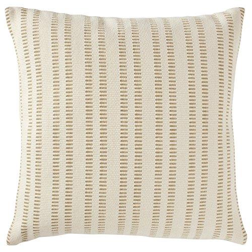 Stone & Beam French Laundry Stripe Decorative Throw Pillow, 17" x 17", Ivory, Tan