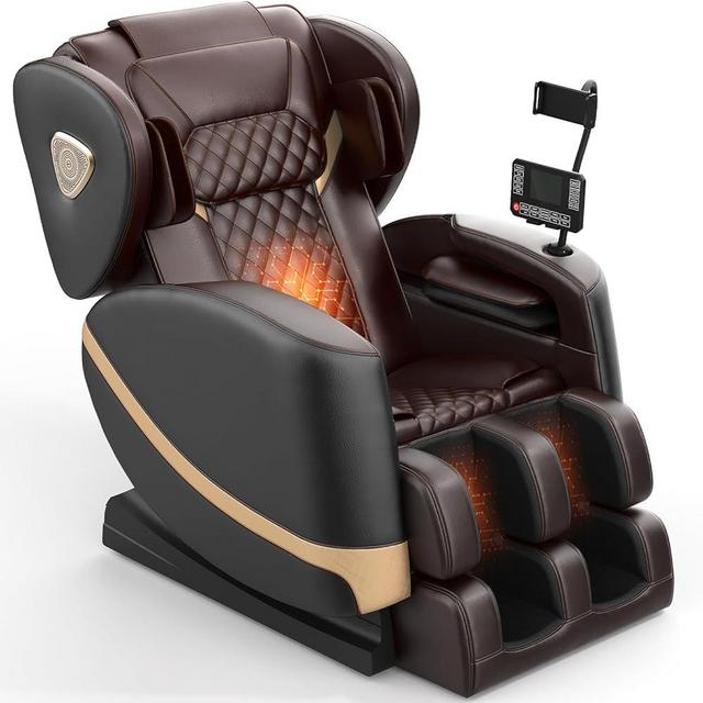 FURNIMAT 2025 Massage Chair Full Body, Zero Gravity Massage Chair with 10 Fix Rollers, Heating, Foot Massage, Auto Modes, Bluetooth Speaker, Touch Screen Controller