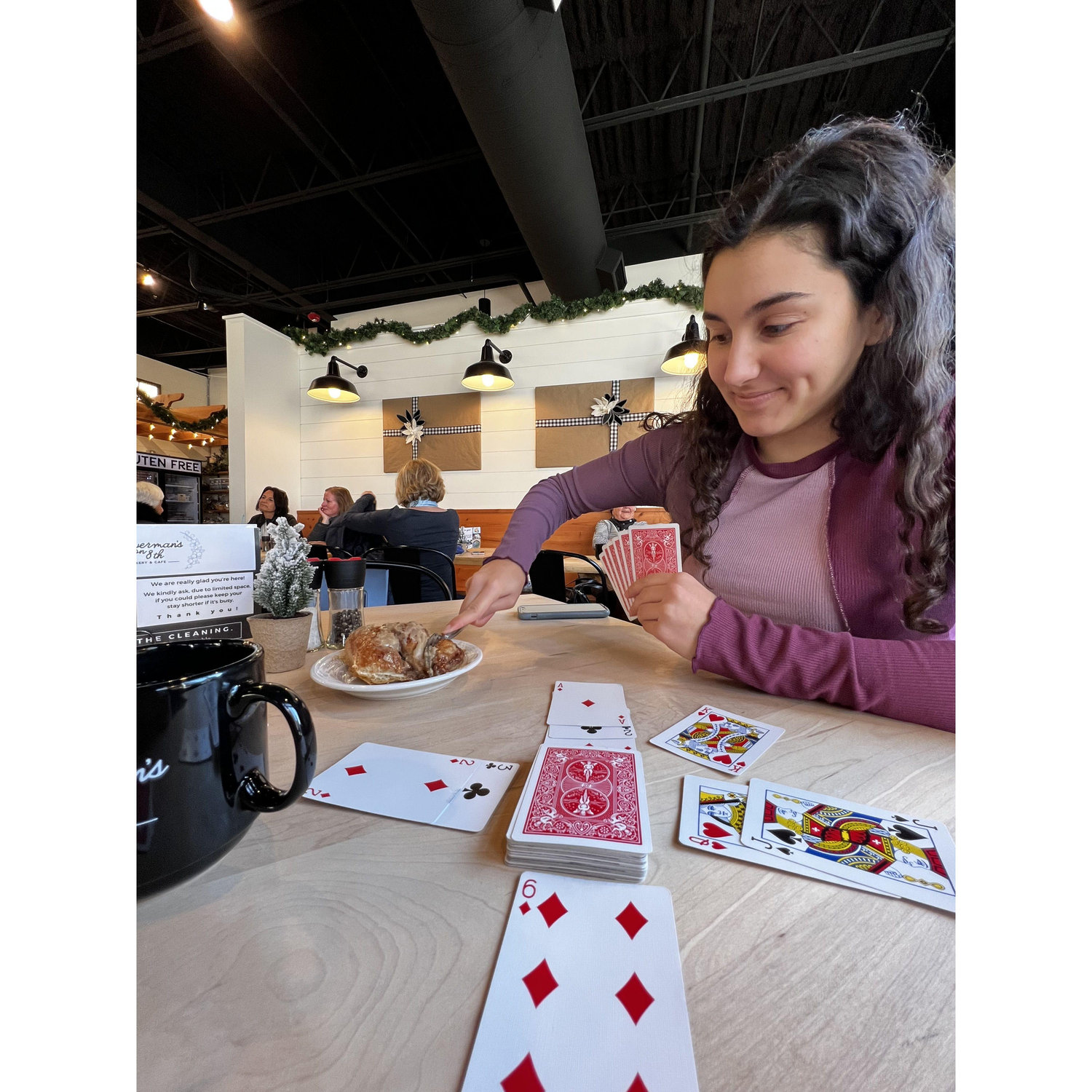 Cards at Bowermans downtown Holland, no cell service - perfect place to hide from homework