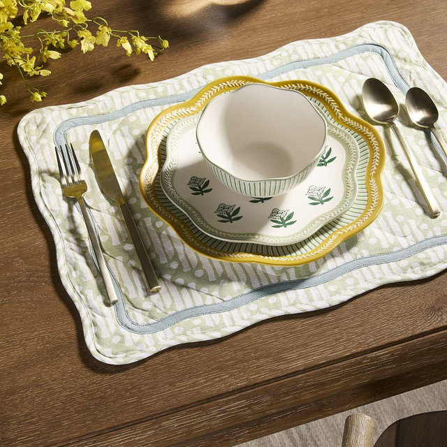 Rhode Batik Placemat, Fog Green, Set of 4