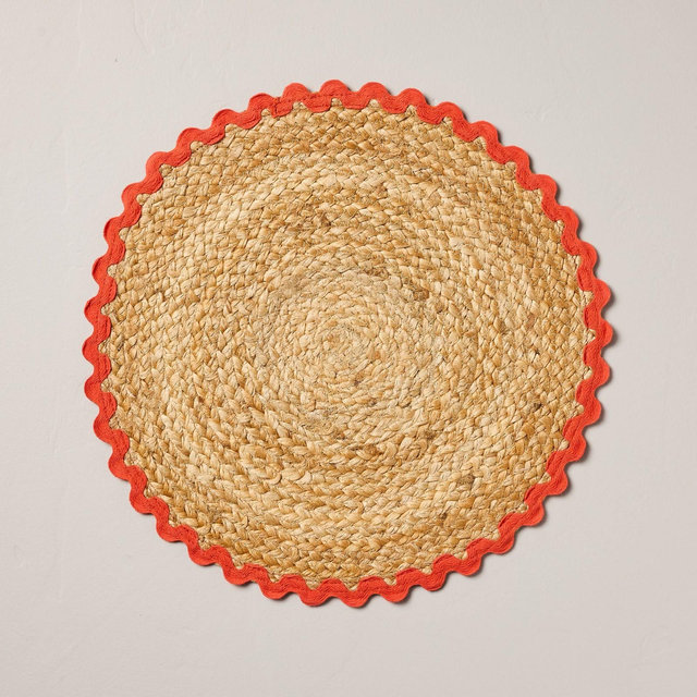 Round Woven Charger Rickrack Trim Poppy - Hearth & Hand™ with Magnolia